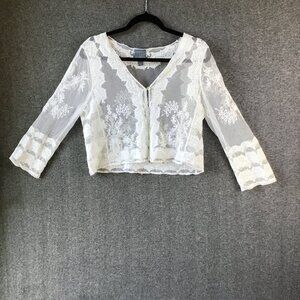 Rabbit Rabbit Rabbit Elbow Sleeve Ivory Lace Shrug Jacket Top Sz L